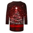 thumbnail image 4 of Womens Christmas Outfit Bling Christmas Tree Top 3/4 Sleeve Blouses for Women Round Neck T Shirts Loose Fit Vacation Tops, 4 of 5
