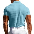 thumbnail image 4 of Domuza Men's Waffle Polo Shirts Button Down Waffle Knit Shirt Short Sleeve Tee Shirts Fashion Casual Pullover Tops Light Blue XL, 4 of 5
