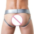 thumbnail image 4 of Mikilon Pantalon String Double pour Hommes, Décontracté, en Cuir Uni, Taille Basse, Respirant, 4 of 4
