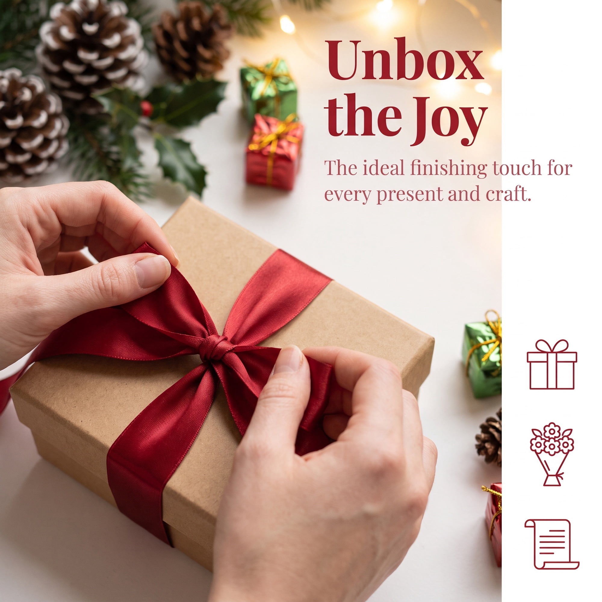 Unique Bargains Elegant Satin Ribbon for Gift Wrapping and Decoration Purposes Dark Red
