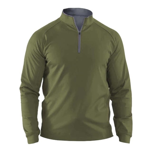 Prolriy Chemises pour Hommes, Chandail à Manches Longues à Fermeture à Glissière 1/4, Chandail de Performance à Fermeture à Glissière 1/4, Chandail à Manches Décolleté pour Hommes, Vert m