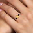 thumbnail image 4 of Gem Stone King 10K White Gold Yellow Citrine and Black Diamond 3-Stone Ring for Women | 1.45 Cttw | Oval Checkerboard 8X6MM | Gemstone November Birthstone | Size 8, 4 of 6