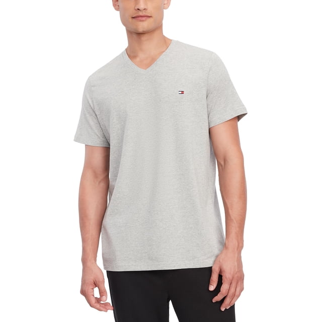 Remera Tommy Hilfiger Hombre Flag Cuello V Gris Talle S