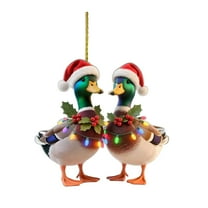 JeashCHAT Animal Christmas Ornaments, Christmas Tree Decorations Cute Animal 2D Flat Acrylic Hanging Pendant Christmas Tree Ornaments, Xmas Gifts