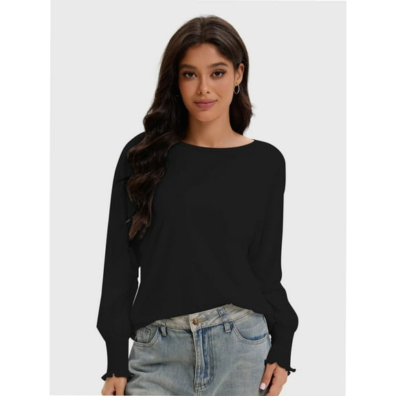 Long Sleeve Tops for Women Fashion T Shirts for Women Crewneck Casual Loose Shirts Basic Tee