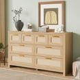 thumbnail image 2 of Commode à 8 Tiroirs pour Chambre, Commode en Rotin, Commode Moderne en Bois avec Poignées Dorées, Table de Chevet pour Garde-Robe, Salon et Entrée, 2 of 8