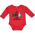 thumbnail image 3 of Inktastic Merry Christmas Plaid Trees Boys or Girls Long Sleeve Baby Bodysuit, 3 of 5