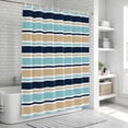 thumbnail image 6 of Khaki Striped Shower Curtain, Waterproof Shower Curtains for Bathroom, Navy Blue Farmhouse Stripes Modern Abstract Art Washable Fabric Bathtub Curtain Set Bath Decor with 12 Hooks Extra Long 72"x96", 6 of 8