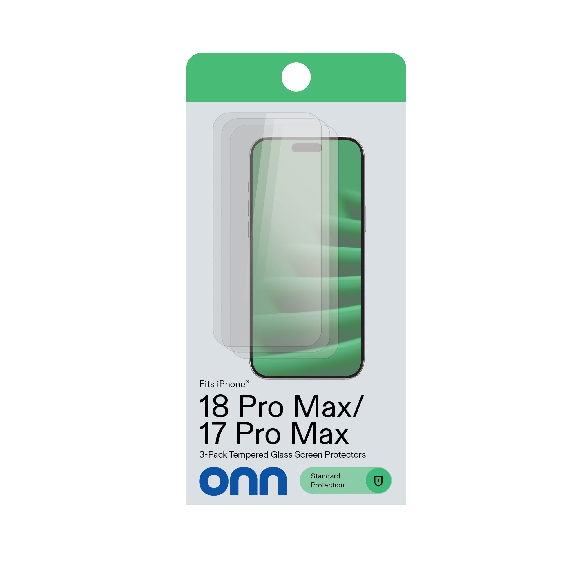 onn Glass Screen Protector for iPhone 18 Pro Max / 17 Pro Max with Easy Application Tray - 3 Pack