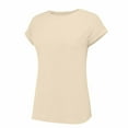 thumbnail image 5 of Yubnlvae Women's Short Sleeve Casual Solid Loose Crew Neck T Shirts Beige L, 5 of 8