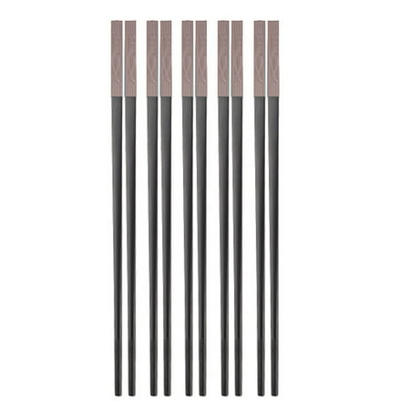 

Reusable Chopsticks - 5 Pairs Chopsticks - Easy to Use - Square Lightweight Chop Sticks - Gift - brown