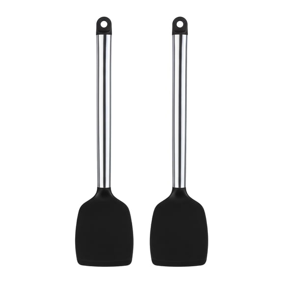 Unique Bargains Silicone Spatula Set, Kitchen Utensils with Rubber Tips Black 13.4x3 in