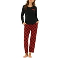 thumbnail image 1 of Conjunto de pijamas para mujer INSPIRE CHIC con blusas de cuadros y pantalones de lounge con bolsillos M Rojo, 1 of 5