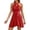 Watermelon Red, variant on AJGRHE Women's Wrap Neck Bow Sleevelss Ruched Waist Backless Party Flowy Mini Dress with Side Pocket Yellow XL