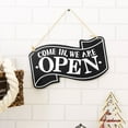 thumbnail image 3 of Wooden Open and Closed Two Sided Sign with Rope for Hanging Vintage Business Sign (Black), 3 of 5