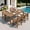 Teak, variant on FOOWIN 7-Piece Patio Dining Set, HDPE All-Weather Outdoor Furniture with 6 Chairs and 1 Table, Grey