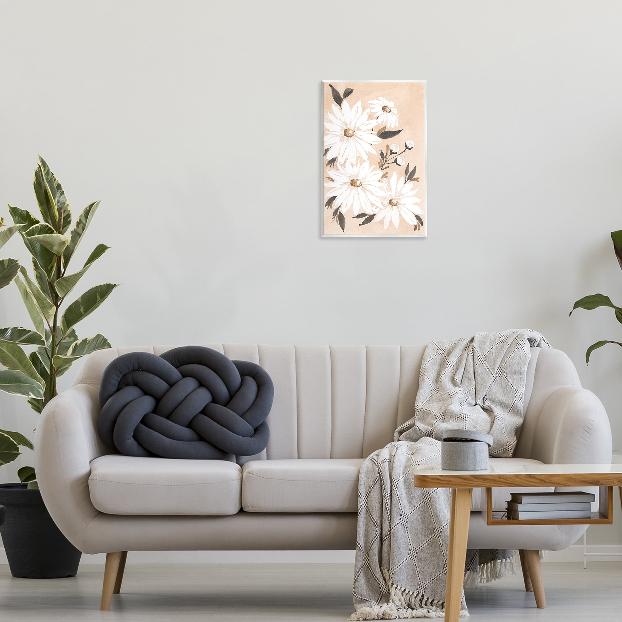 Stupell Industries Muted Neutral Daisies Botanical & Floral Painting Unframed Art Print Wall Art, 13 x 19