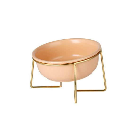 Anti Vomiting Easy Cleaning Neck Protect with Bracket Ceramic Material Slope Design Cat Feeding Bowl Dog Drinking Dish Pet Accessories Cat Bowl ORANGE L WITH BRACKET