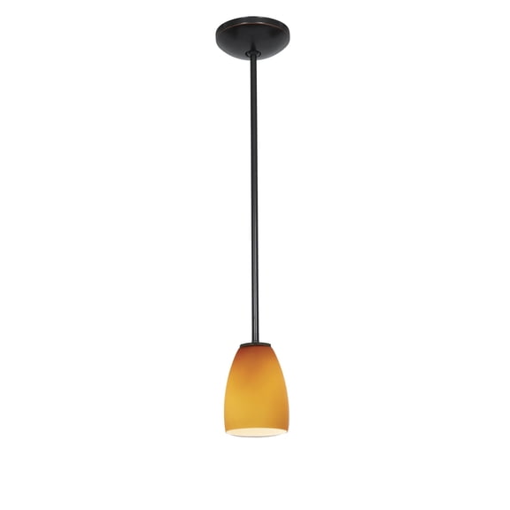 28069-1R-ORB/AMB Access Lighting Sherry-One Light Glass Pendant with Rod-4.5 Inches Wide by 6 Inches Tall-Oil Rubbed Bronze Finish-Amber Glass Color
