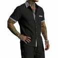 thumbnail image 4 of GUZOM Mens Black Linen Blend 2-Piece Short Sleeve Shirt & Shorts Set | Casual Summer Vacation Outfit,Size XL, 4 of 7