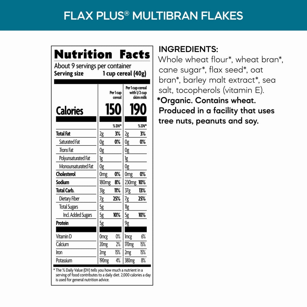 Pack of 12, Natures Path Organic Flax Plus Multibran Flakes Cereal, 13.25 oz