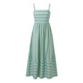 thumbnail image 5 of Women Striped Sleeveless Maxi Dress Swing Cutout Midi Dress Backless Smocked Spaghetti Strap Boho Flowy Long, 5 of 6