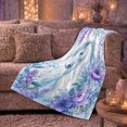 thumbnail image 6 of Blue mane white horse garden Flannel Blanket soft lavender floral equine artwork Home Decor for couch bedroom reading nook, Christmas Gift for horse lovers and teens, 6 of 9
