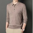 thumbnail image 5 of Suéter de punto de lana pura de nueva moda para hombres | Camisa polo con solapa Suéter de golf clásico de color sólido, 5 of 5