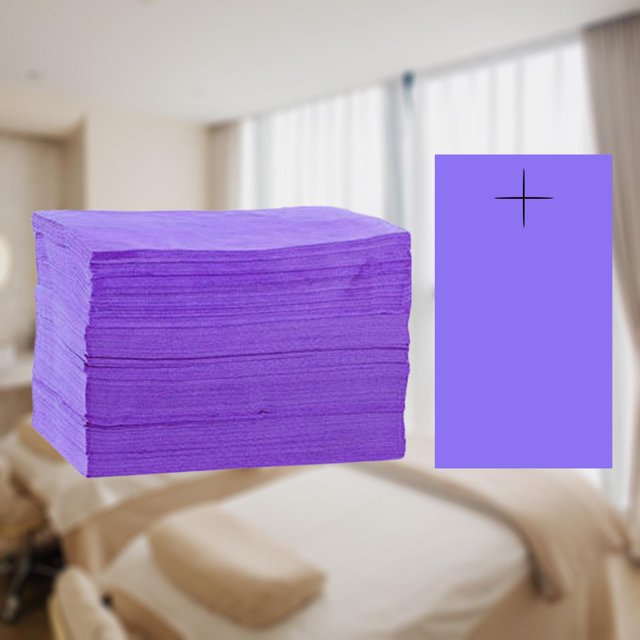 Sábana desechable, 80 cm x 180 cm, tela suave no tejida, cubierta de cama de impermeable, sábana para salón , SPA, viajes. , Púrpura 50 piezas Yinane Sábana