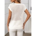 thumbnail image 2 of jinghuiyue Women's Crewneck Sweater Vest Hollow Out Cap Short Sleeve Knit Crochet Shirts Beach Cover Up Summer Pullover Tops M, 2 of 7