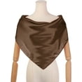 thumbnail image 2 of INSPIRAR CHIC Pañuelo de Cuello de Satén para Mujeres, Pañuelo Cuadrado de Seda Sólido, Diadema Bandanas Marrón 90x90cm/35.4x35.4 pulgadas (LxA), 2 of 6