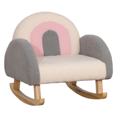 Gray Kids Rocking Chair - Soft Armchair for Nursery, Toddler Rocker for Playroom, Ideal Gift for Boys & Girls (18-36 Months)