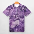 thumbnail image 3 of Purple Wolf Men Zipper T-shirt Summer Casual Short Sleeve T-shirt Top, 3 of 7