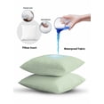 thumbnail image 5 of Waterproof Outdoor Throw Pillows with Inserts 16"x16" Set of 2, Sage Green Striped Soft Decorative Pillowcases for Couch Bedroom, Modern Simple Farmhouse Beige Pillow Covers for Sofa Living Room, 5 of 8