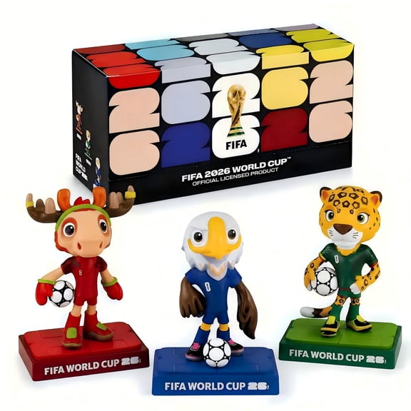 FIFA 2026 World Cup Official Licensed Mascot 5 Inch Figurines Set of 3 (Maple, Zayu, Clutch), Collectable Soccer Figures, Gift Idea for Sports Fans - Model Figure for Collectors