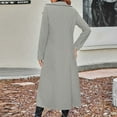 thumbnail image 4 of QSAWXQZ Women's Double-Breasted Long Coat Full Sleeve Lapel Solid Cardigan Outerwear with Pocket Gray M, 4 of 8