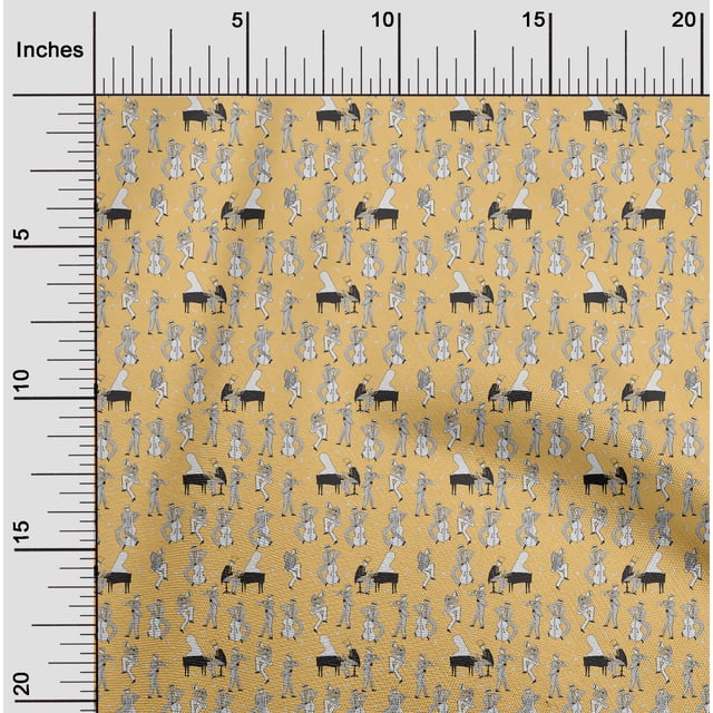 oneOone Viscose Chiffon Pale Orange Fabric Men|Guitar & Piano Musical Instrument Craft Projects Decor Fabric Printed By The Yard 42 Inch Wide
