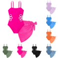 thumbnail image 6 of YunPes Girls Swimsuit Cut out One Piece Bathing Suits for Teens Adjustable Straps Swimwear with Cover up Skirt Square Neck Ruched, 6 of 6