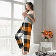 thumbnail image 5 of Pofeuu Orange Plaid Print Women's Fashion Pajama Pants with Pockets Comfy Drawstring Sleep Lounge Bottoms-Large, 5 of 6