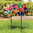 thumbnail image 5 of YiaNXan 1 Pack Windmills Wind Spinners for Outdoor, Extra Sparkly Reflective Pinwheels with Stakes for Garden Lawn Yard Balcony Bird and Animal Deterrent, Yellow & Green, 5 of 7
