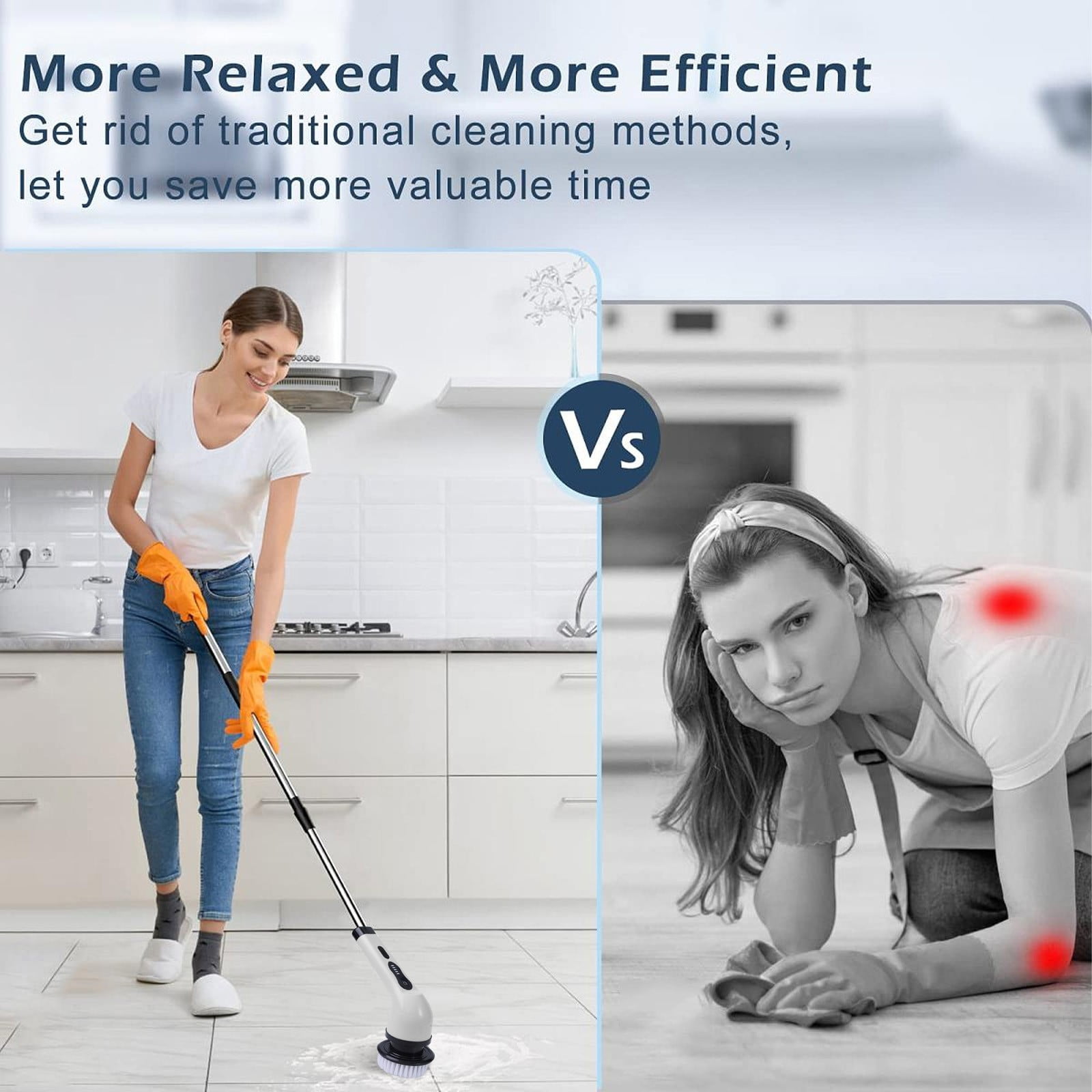 Wireless Electric Scrubber with 9 Brush Heads, Extendable Cleaning Brush for Bathroom, Kitchen, Tile, and Mop, Power Scrubbers for Stains, Deep Cleaning, USB Rechargeable and Multi-Speed