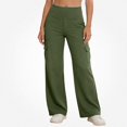 thumbnail image 2 of Afuyipoi Women’s Cargo Pants High-Waisted Yoga Work Travel Trousers Green M, 2 of 9
