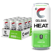 CELSIUS HEAT Performance Energy Drink 16 Fl Oz, Cherry Lime (Pack of 12)