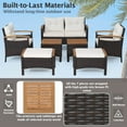 thumbnail image 4 of GVN Patio Furniture 5 Pieces Patio Conversation Set, Outdoor Wicker Rattan Chairs Garden Backyard Balcony Porch Poolside loveseat with Cushions Coffee Table and 2 Ottomans, 4 of 7