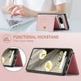 thumbnail image 2 of 2 in 1 Detachable Wallet Back Cover for Google Pixel 9 / 9 Pro, Vintage Premium PU Leather Kickstand Case with Card Holder Pocket & Wireless Charging Slim Phone Cases for Google Pixel 9 / 9 Pro, Pink, 2 of 7