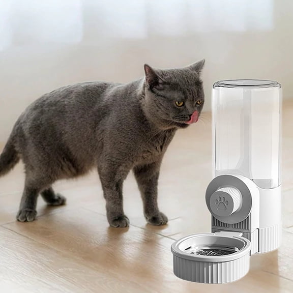 Pet Water Dispenser Automatic Feeder, Hanging Cage Bowl for Cats, Dogs, Small Animals, Gray, 1 Pc, by Ihhxbs