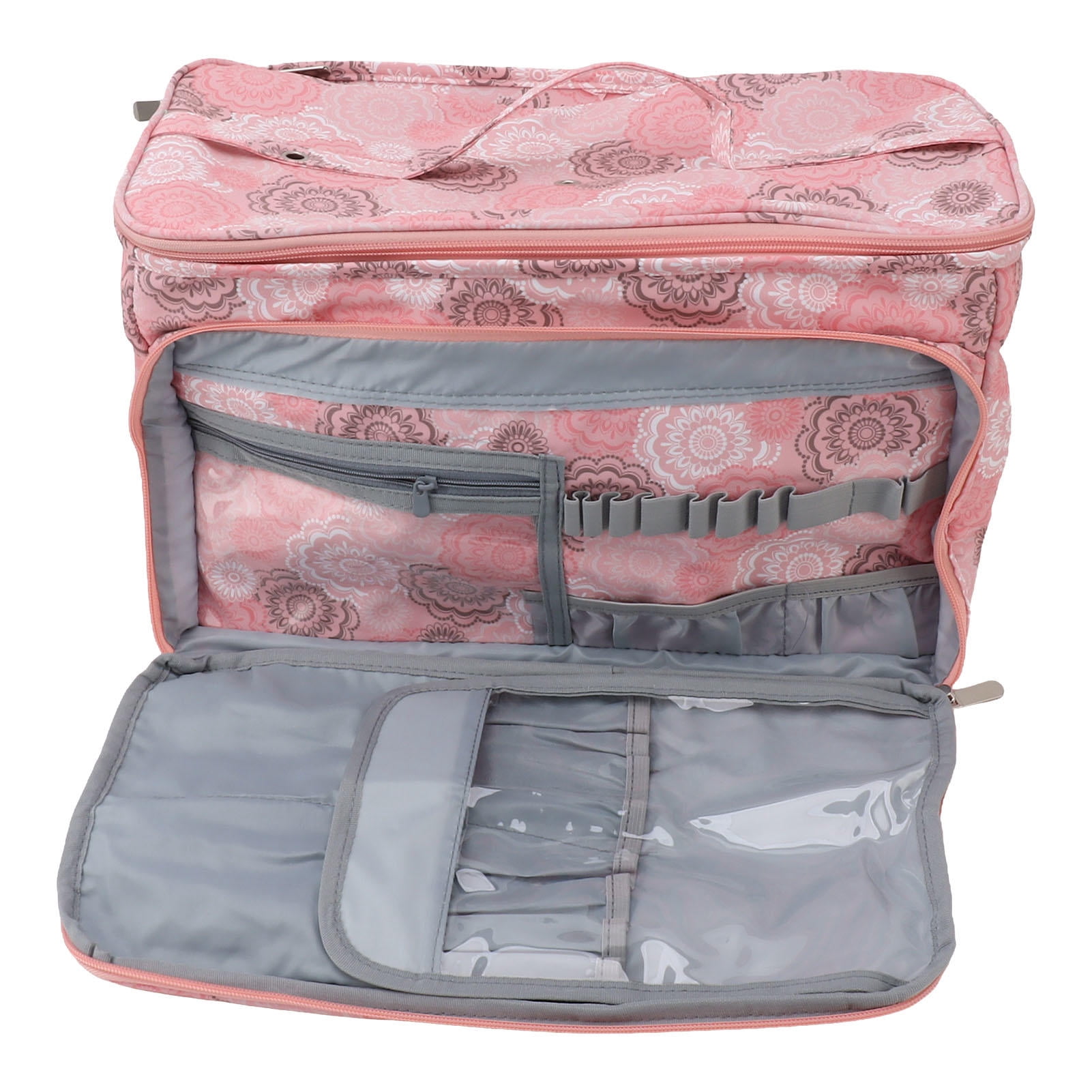 YAHHU Pink Oxford Knitting & Crochet Organizer Bag – Durable, Waterproof, Multi‑Pocket Storage for Yarn, Needles & Sewing Supplies