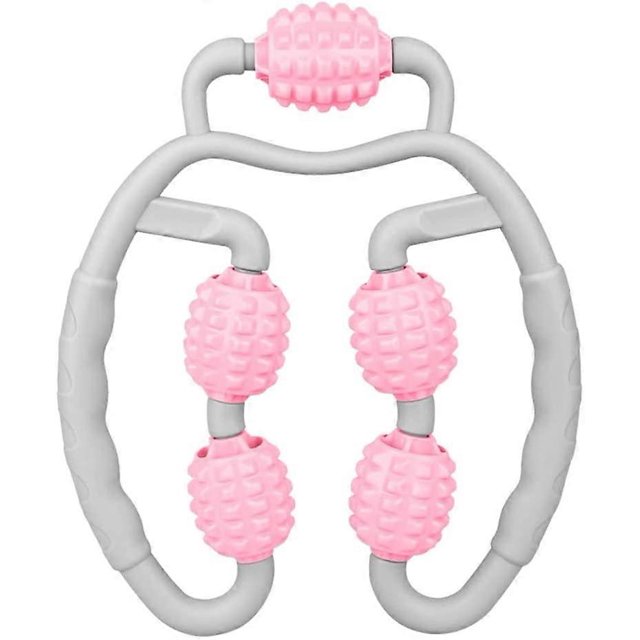 ZHAOCHENG Masajeador de piernas con 5 ruedas y eje para ejercicios de fitness, rueda rodante para relajación muscular, producto para dar forma a las pantorrillas, para yoga, hogar, mango gris, bola ro