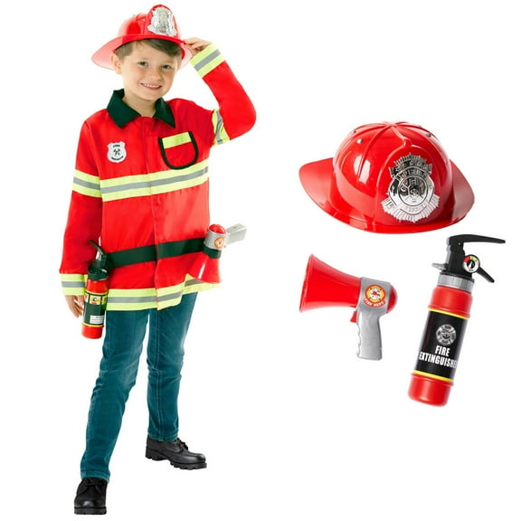 Morph Fire Fighter Kids Halloween Costume For Unisex Red 7-9 Years