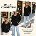 thumbnail image 2 of Women's Oversized Hoodies Sweatshirts Pullovers Long Sleeve Zipper Neck Fleece Sweater With Pocket Casual Loungewear Streetwear Outfits Ultra Soft All Day Comfort Cozy | CSEONE,Gray S, 2 of 9